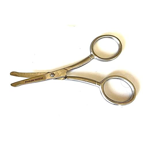 NOSE HAIR TRIMMER SCISSORS CURVED 3.5" - ROUND TIP FOR EAR, EYEBROW, BEARD & MUSTACHE TRIMMING