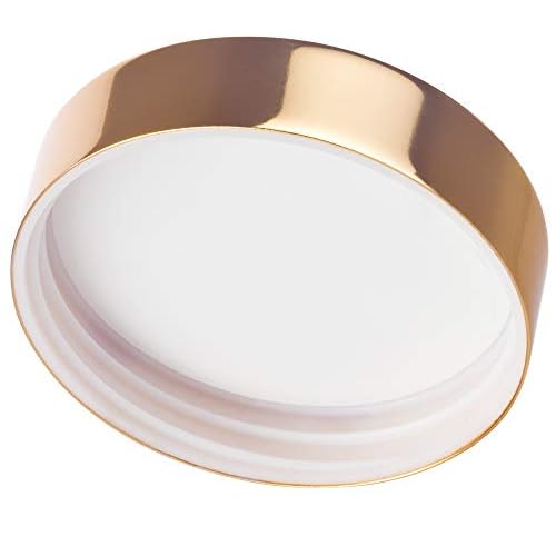 (6 Pack) 8 oz Clear Plastic Low Profile Wide Mouth Jar with Gold Metal Overshell Lid Refillable Empty Storage Containers