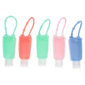 FRCOLOR Portable Set 5-Pack 1Oz Silicone Refillable Lotion Bottles with Leakproof Keychain Dispenser for Travel and Daily Use