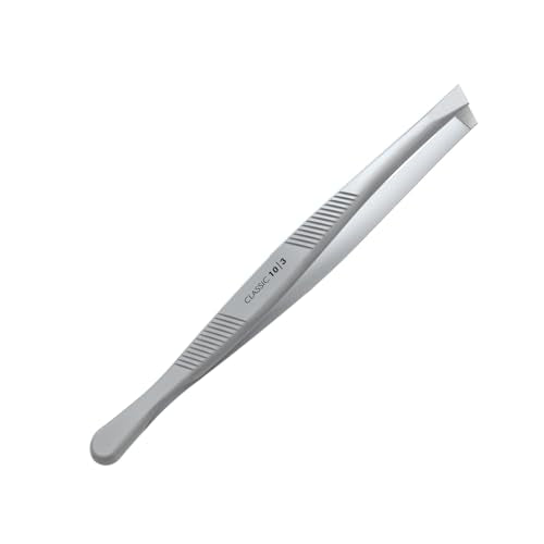 STALEKS CLASSIC 10 Type 3 Eyebrow Tweezers ? Wide Beveled Stainless Steel for Thick Brows & Comfortable Home Hair Removal