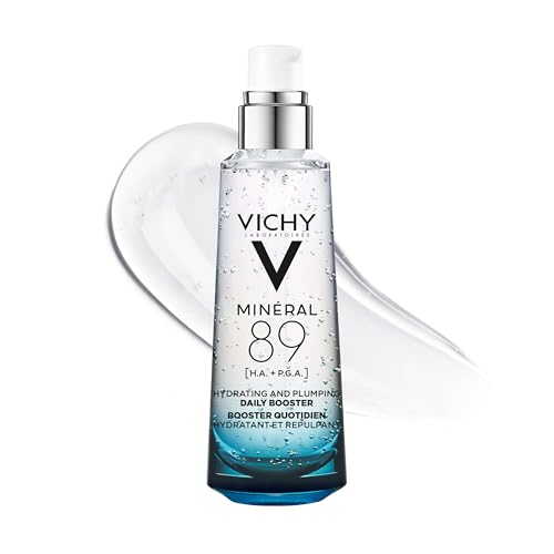 Vichy Mineral 89 Booster, Pure Hyaluronic Acid Serum for Face with Polyglutamic Acid for Skin Barrier Repair, Plumps & Hydrates, Lightweight Hydrating Serum, Oil-Free, Non-Sticky