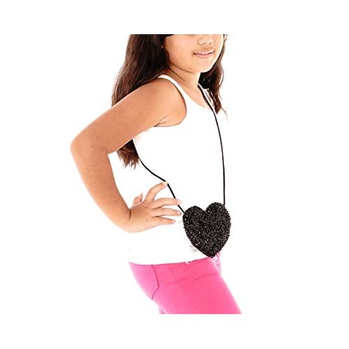 SHU-SHI Girls Toddler Sequin Purse Heart Shaped Small Bag Crossbody Long Strap