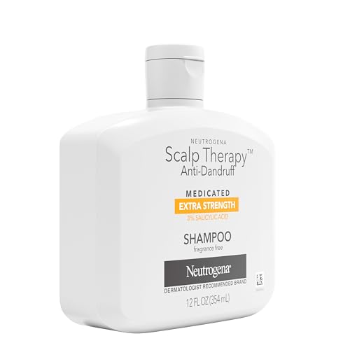 Neutrogena Scalp Therapy Anti-Dandruff Extra Strength Medicated Shampoo with 3% Salicylic Acid, Helps Prevent, Fight, & Control the Recurrence of Dandruff, Fragrance Free, 12 fl. oz