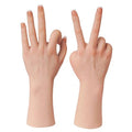 KUMIHO Realistic Silicone Female Hand Model Fake Hand for Jewelry Display Tattoo Training Practice Art Sketch with Nails, Left Hand - with Skeleton, Brown