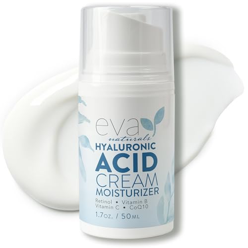 Eva Naturals Hyaluronic Acid Face Cream ? Deep Hydration & Firming Moisturizer with Retinol, Vitamin C & Q10 for Anti-Aging, Wrinkle Reduction & Collagen Support ? Day & Night Facial Cream - 1.7 Fl Oz