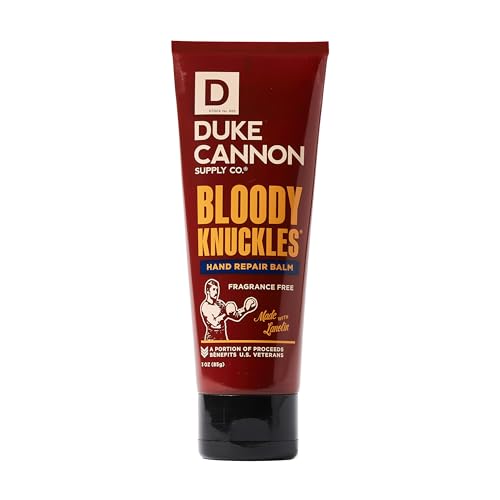 Duke Cannon Bloody Knuckles Hand Repair Balm - Unscented Moisturizing Cream, Non-Greasy Lanolin Formula for Dry, Cracked Hands, 3 oz. (Travel Size)