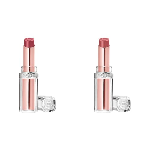 L'Oreal Paris Glow Paradise Hydrating Balm-in-Lipstick Bundle with Pomegranate Extract, Blush Fantasy 0.1 Oz and Nude Heaven 0.1 Oz