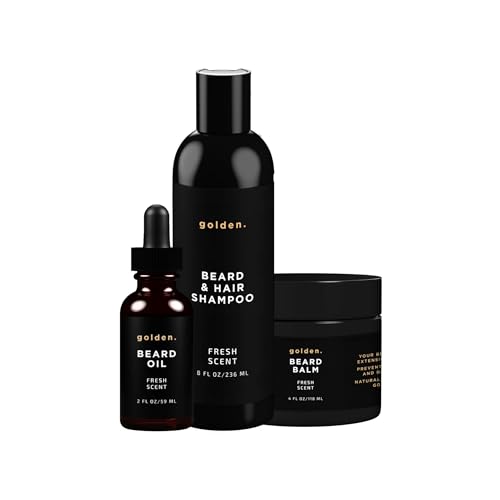Golden Grooming Co. Everyday Beard Bundle ? Complete Beard Care Set | Includes Beard Oil, Balm & Shampoo (XL, Fresh Scent)