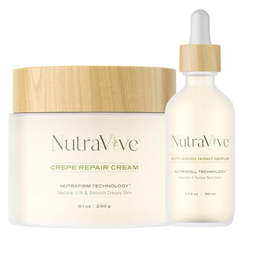 Skin Revival Bundle: Crepe Repair Cream (8.1 Oz) & Anti-Aging Night Serum (1.7 Fl Oz) ? Diminish Crepey Skin, Fine Lines & Wrinkles with Powerful Collagen Boosting Formula