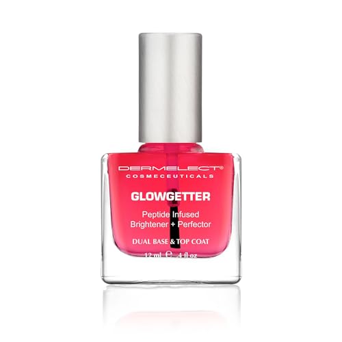 Dermelect Glowgetter Brightener + Perfector ? Nail Strengthener, French Mani Tint & Glossy Top Coat | Repairs Yellowing, Peeling, Ridged & Damaged Nails - 0.4 fl oz