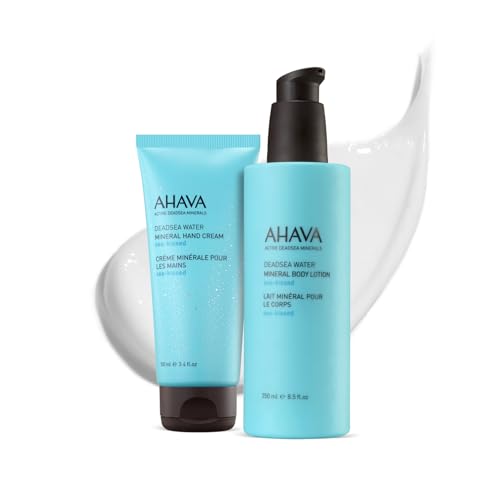 AHAVA Sea-Kissed Hand & Body Care Set ? Includes Hand Cream (100ml) & Body Lotion (8.5 Fl.Oz) | Enriched with Dead Sea Minerals, Magnesium & Refreshing Sea-Kissed Fragrance