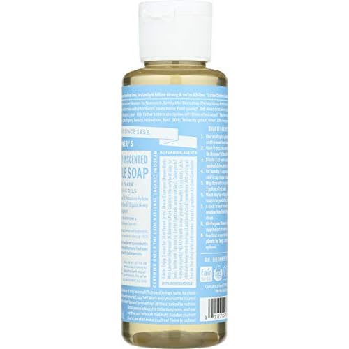 Dr. Bronner's Magic Soaps Pure Castile Soap, 18-In-1 Hemp, Unscented Baby Mild, 4 Fluid Ounces (118 ml)