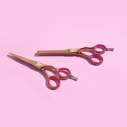 Cricket Shear Xpressions 5.75" Professional Hair Cutting Scissors - Barber Scissors, Japanese Stainless Steel, Comfort Silencer, Ideal for Stylists and Home Use, Hey Rosie - Rose Gold