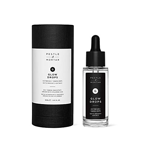 Pestle & Mortar Glow Drops - Customisable Sunless Self-Tan with Hyaluronic Acid. Effortless, Even Tanning, Super-Hydrating, Works Alongside Your Regular Skincare Products - For Men & Women- 30ml
