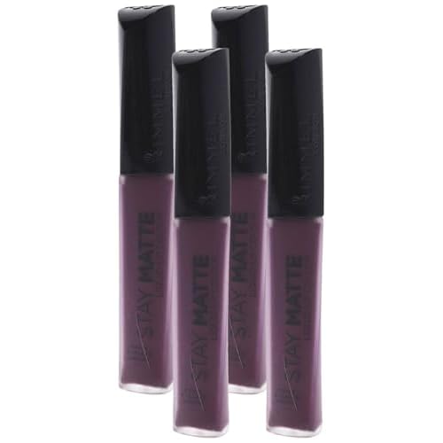 Rimmel Stay Matte Lip Liquid, Midnight, 0.21 Fl Oz (Pack of 4)