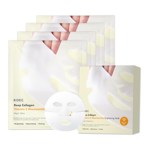 Deep Collagen Niacinamide Vitamin C Mask, Anti Wrinkle Lifting Moisturizing Face Mask, Smooth & Tight Skin, Overnight Hydrogel Mask, Helps Reduce Fine Lines(4 Pack)