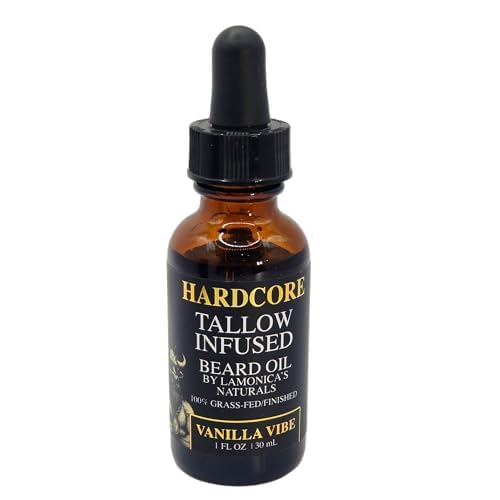 LAMONICA'S NATURALS Beard Oil for Men ?TALLOW-INFUSED, Softens & Moisturizes Beard ? Organic Sanadalwood + USDA Vanilla Scent ? Veteran-Owned Grooming ? HARDCORE