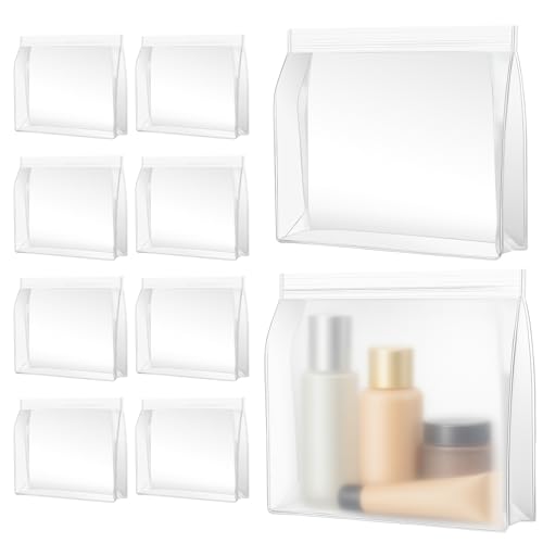 Circloophs 30 Pack Clear Makeup Bag Organizer Cosmetic Zipper Pouch TSA Approved Small Travel Pouches Transparent EVA Reusable Water-resistant Plastic Clear Gift Bags Bulk, Frosted, 10¡± x 7¡± x 2.6¡±