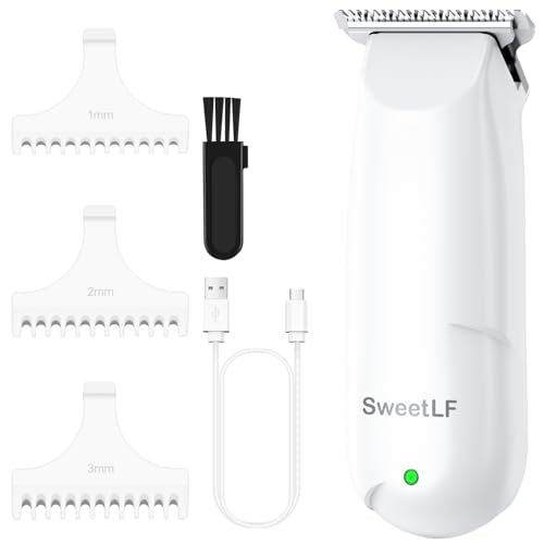 SweetLF Hair Clippers, Silent Cordless Hair Trimmer, Mini Hair Cutting Kit with 3 Guide Combs, USB Rechargeable, Portable, White