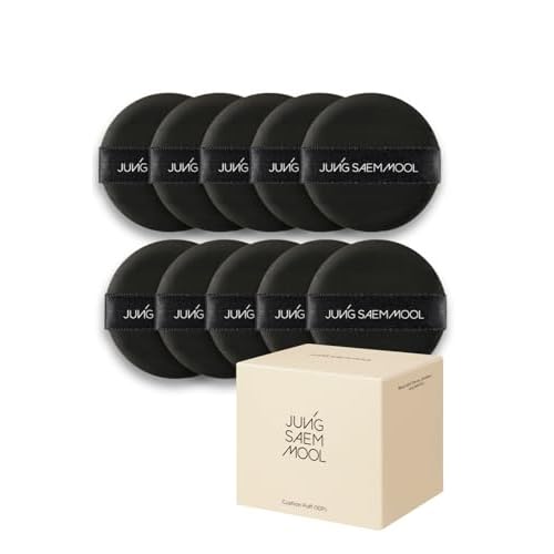 JUNG SAEM MOOL Cushion Puff | Natural Cover Puff for Smooth Fitting, Round Shape 2.1 Inch, Set (10p)