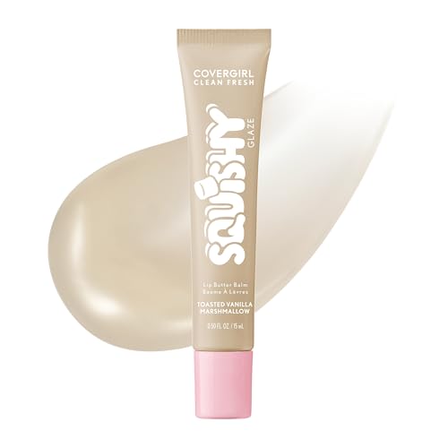 COVERGIRL Clean Fresh Squishy Glaze¢â Lip Butter Balm, Flavored, Non-Sticky, with Vitamin E & Shea Butter ? 140 Toasted Vanilla (Sheer Beige)
