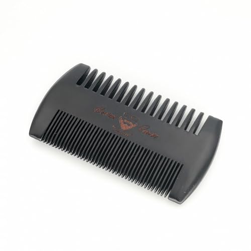 Black Wooden Beard Comb with Case for Men, Men's Wood Pocket Comb for Beards & Mustaches & Hair, Black Skull Design