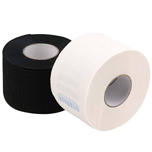 10 Rolls Disposable Barber Paper Neck Strips, 1000 Strips Professional Stretchy Paper Neck Band, Protector Stretchy Strips Cutting Accessories for Hair Cut, Beauty Salon, Black and White