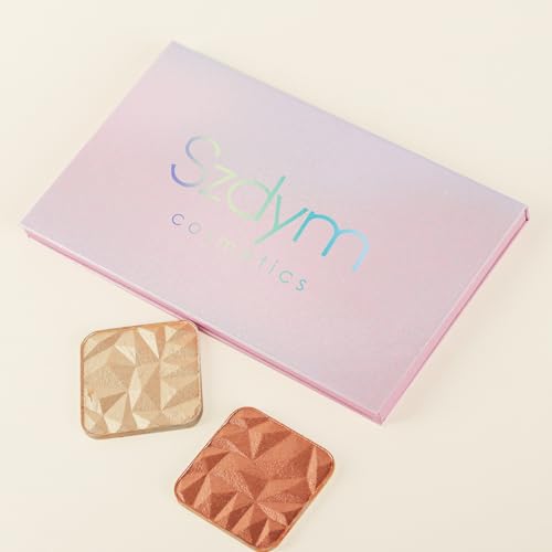 Pink Empty Magnetic Palette With Mirror, Cute Empty Makeup Palette for Highlighters Lipstick Blush Powder Eyeshadows