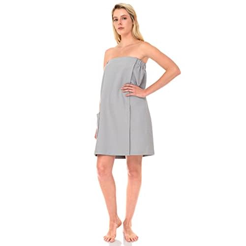 TowelSelections Womens Shower Wrap Adjustable Waffle Bath Wrap Spa Cover-up