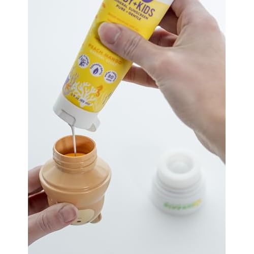 Sun-Easy Sunscreen Applicator, Refillable Roll-On with Sponge for Kids and Babies, Fun, Fast and Mess-Free application, Holds 80 ml, Fish/Blue Cap