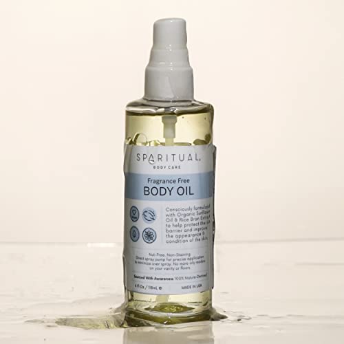 SpaRitual Fragrance Free Body Oil | Unscented Body Moisturizer for Hydration and Massage Oil | 4 oz