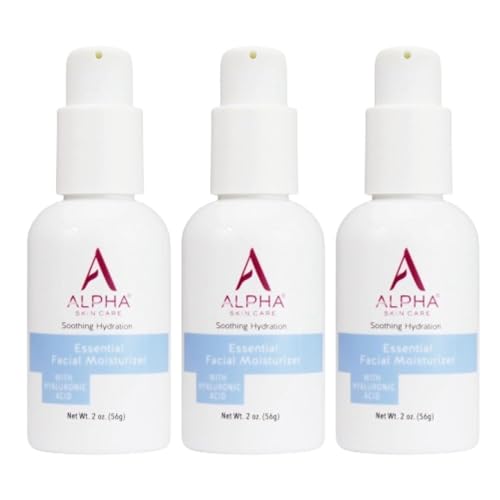 Alpha Skin Care Essential Facial Moisturizer, Hyaluronic Acid, Soothing Hydration, Reduces Lines & Wrinkles, Normal to Dry Skin, 2 Oz, 3 Pack
