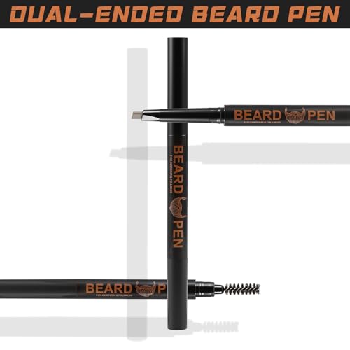2pc Dual-Ended Beard Pencils: Spiral Brush & Wax for Precise Styling, Shaping - Natural Look for Beard, Mustache & Brows