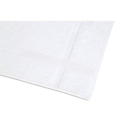 GOLD TEXTILES 12 Pack New Cotton Blend Economy White Hotel Bath Mat Towel (18x25 Inches) Light Weight Quick Drying & Machine Washable - Hotel Supplies Shower Bath Mat Towel