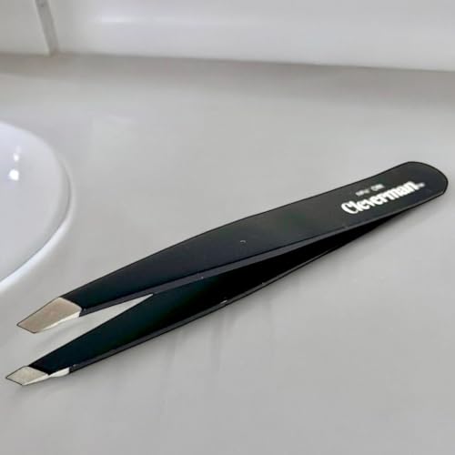 Cleverman Precision Slant Tweezer ? Expert Eyebrow and Facial Hair Removal, Ideal for Ingrown Hair & Splinters, Travel Tweezer