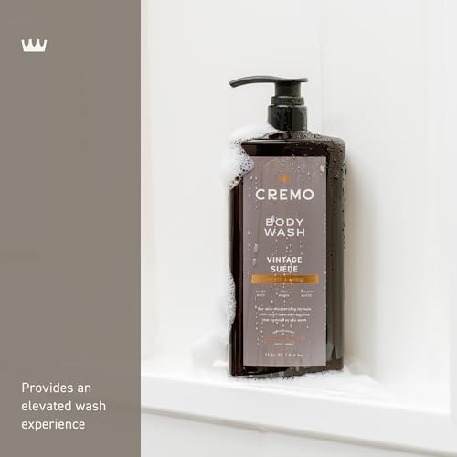 Cremo Rich-Lathering Vintage Suede Body Wash for Men,A Vintage Suede with Notes of White Moss and Rich Amber,32 Fl Oz,(Pack of 2)