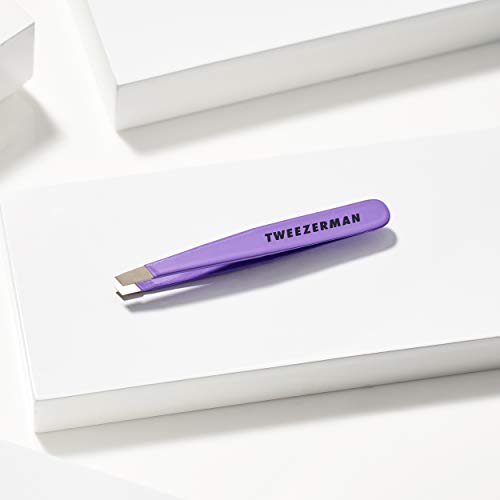 Tweezerman Mini Slant Travel Tweezers For Eyebrows,Travel Tweezers for Eyebrows,Facial Hair (Blooming Lilac),(Pack of 2)