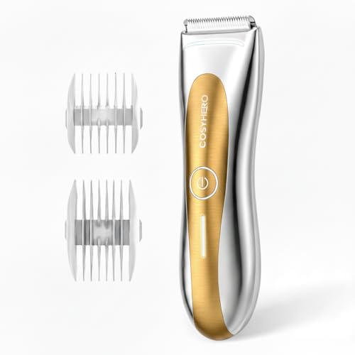 Manscape Groin & Body Hair Trimmer for Men, Electric Ball Pubic Trimmer Shaver | LED Light, IPX7 Waterproof, Rechargeable Men Grooming Kit, Ceramic Blades | Groomer Manscaper (Gilded)