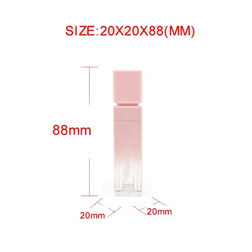 5 Pcs 8ml Gradient Pink Lip Gloss Tubes Empty Refillable Plastic Lipstick Vials with Brush Lip Gloss Storage Containers for Women Girl DIY Homemade Lipstick Lip Gloss
