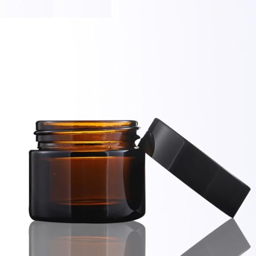 24 Pack 4oz Amber Glass Jars, Round Empty Cosmetic Jars with with Black Lids and Inner Liners, Reusable Glass Travel Containers for Homemade Creams, Candle, Skincare, Lotion