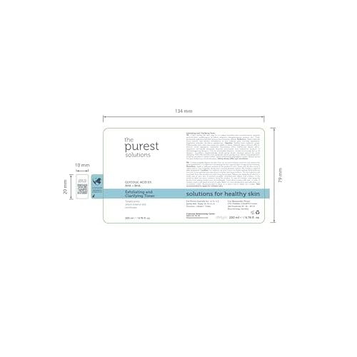 The Purest Solutions Exfoliating and Clarifying Toner (Glycolic Acid 5% AHA + BHA) - for All Skin Types - Balance Sebum Secretion - Reduce Pores Appearance - Vegan | Cruelty Free (6.76 fl. oz)