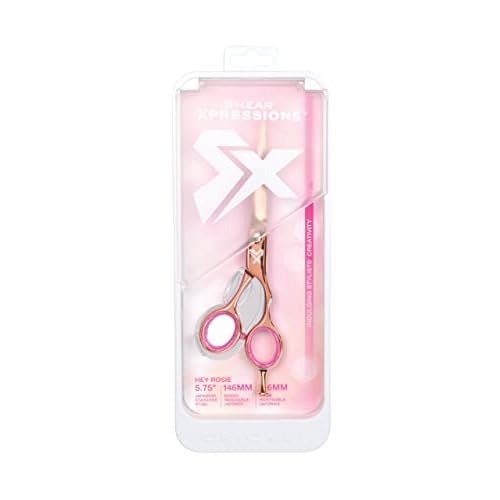Cricket Shear Xpressions 5.75" Professional Hair Cutting Scissors - Barber Scissors, Japanese Stainless Steel, Comfort Silencer, Ideal for Stylists and Home Use, Hey Rosie - Rose Gold