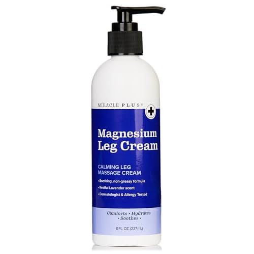Miracle Plus Magnesium Cream For Leg Relief | Magnesium Lotion Calming Leg Cream Herbal Moisturizer Topical Body Butter Soothes + Calms Sensations, Itching, & Shaking, 8 Oz