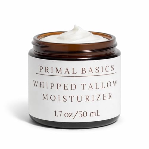100% Grass Fed Grass Finished Whipped Beef Tallow Moisturizer/Body Balm for Face, Body, Oily, Dry, Sensitive Skin -Contains Vitamins A, D, E, K -USA Made (1.7 oz, Vanilla)