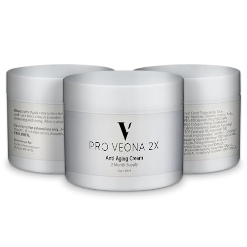 Pro Veona 2x Cream - Moisturizing Anti Aging Cream - 2 Month Supply - Lift & Firm - Nourishing Anti-Wrinkle Technology - Ceramides, Vitamin C, Collagen - Reduce Appearance of Age Spots & Redness