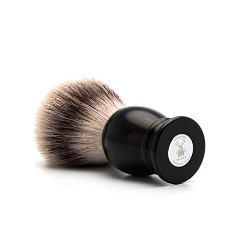 M?HLE Classic Black Large Silvertip Fiber Shaving Brush - Synthetic Luxury Shave Brush for Men, Rich Lather