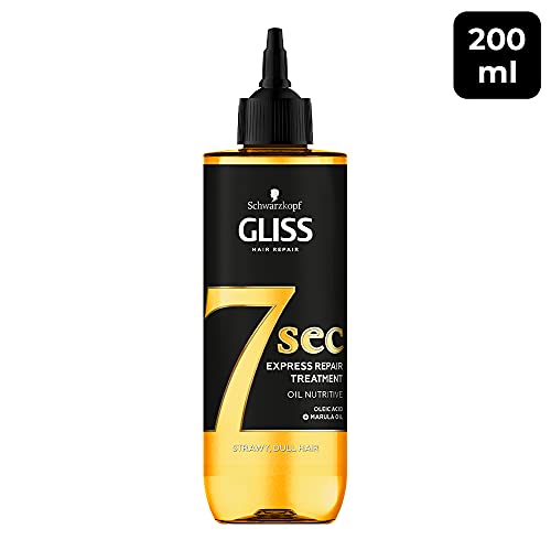 Schwarzkopf Gliss 7 Seconds Express Trattamento Riparazione Dei Capelli Olio Nutritivo, Maschera Istantanea per Capelli Spenti e Secchi, 200 ml, Confezione da 1