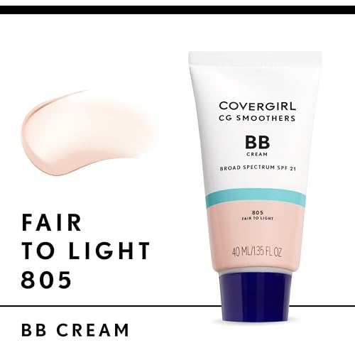 COVERGIRL Smoothers Lightweight BB Cream,Fair to Light 805,1.35 oz (Packaging May Vary) Lightweight Hydrating 10-In-1 Skin Enhancer with SPF 21 UV Protection,(Pack of 2)