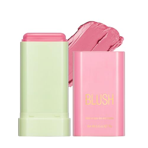 Multi-Use Makeup Blush Stick, Cream Blush Stick, Tinted Solid Moisturizer Stick for Cheek & Eyes & Lips, Waterproof Natural Nude Makeup, Suitable for All Skin (1#Shy Pink)