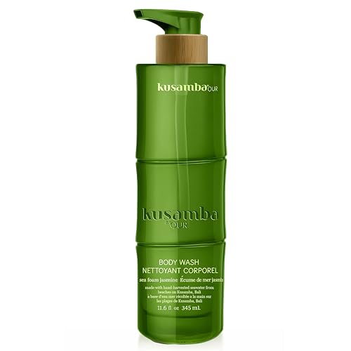 SeaFoam Jasmine Moisturizing Body Wash 12oz, Hydrating Cleanser with Carrot Root Extract and Bali Sea Water For Everyday Self-Care, Salt, Kusamba by QUR